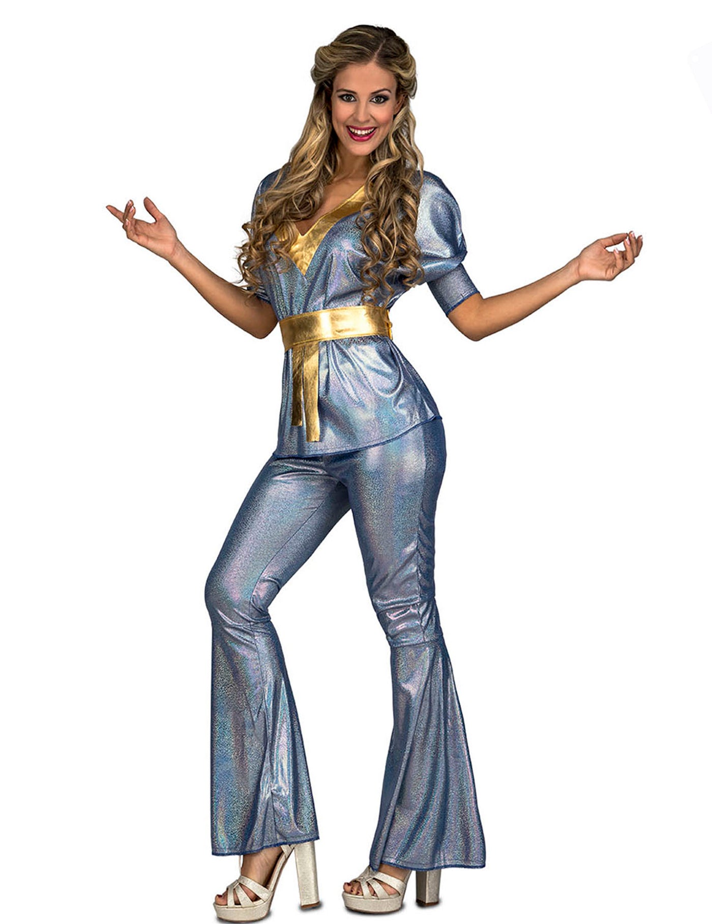 Déguisement disco argent brillant femme