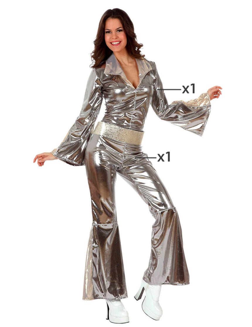 Déguisement disco argenté femme