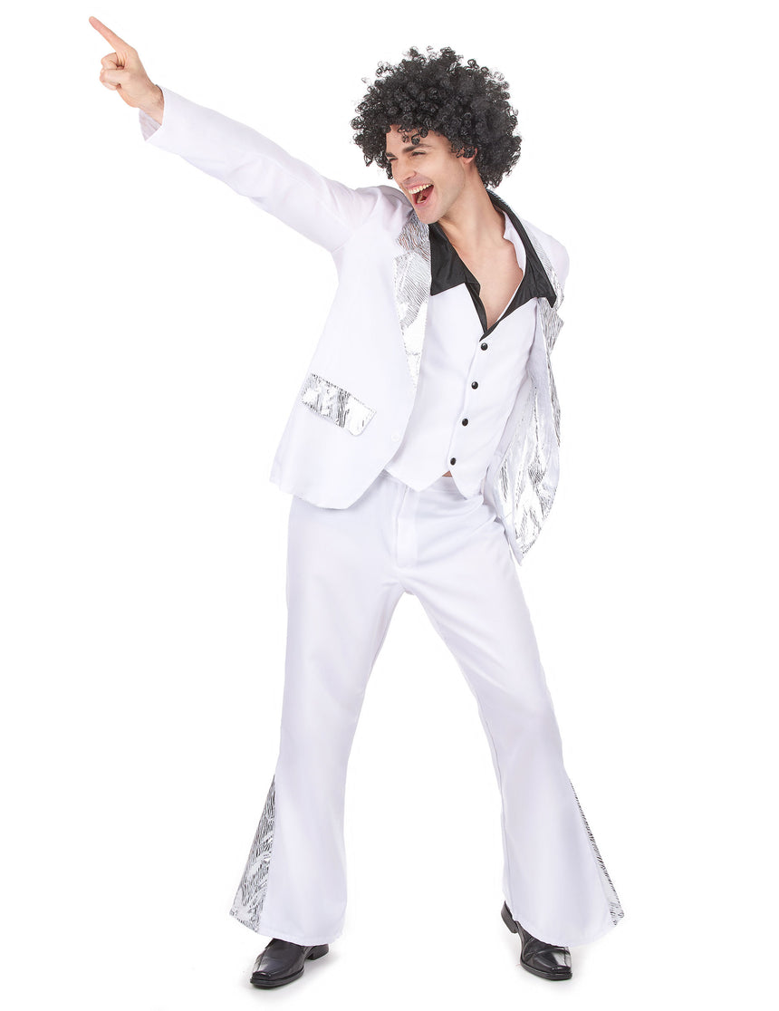 Déguisement disco homme blanc et argent
