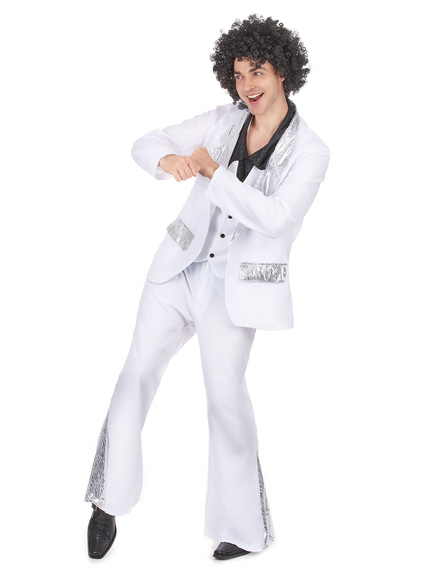 Déguisement disco homme blanc et argent
