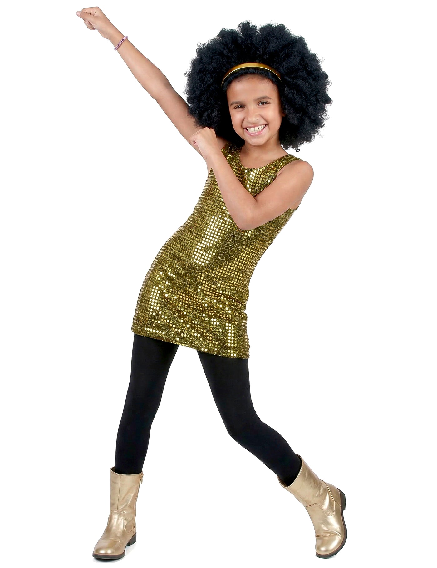 Déguisement disco paillettes or fille
