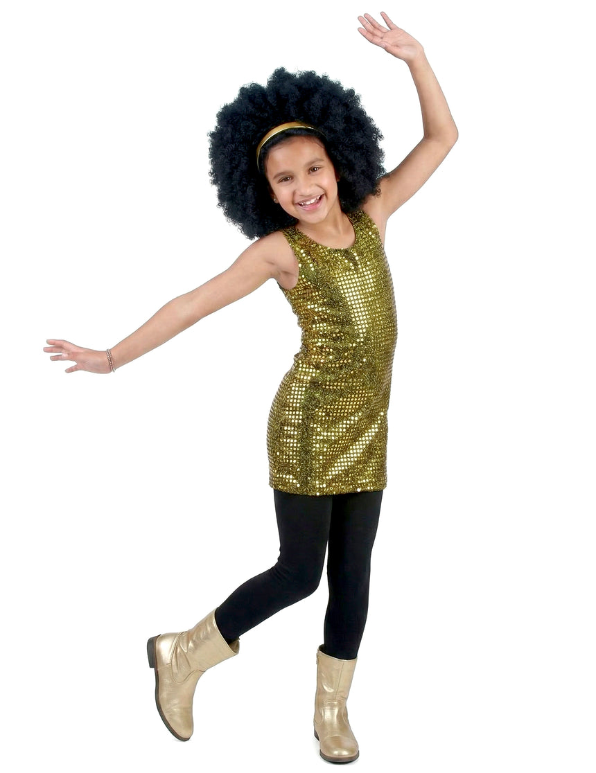 Déguisement disco paillettes or fille