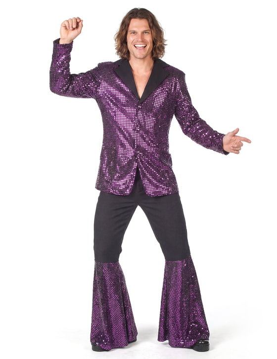 Déguisement disco violet homme haut de gamme