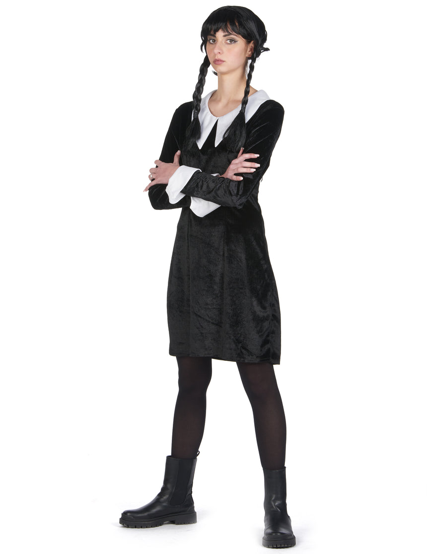 Déguisement écolière gothique velours noire femme