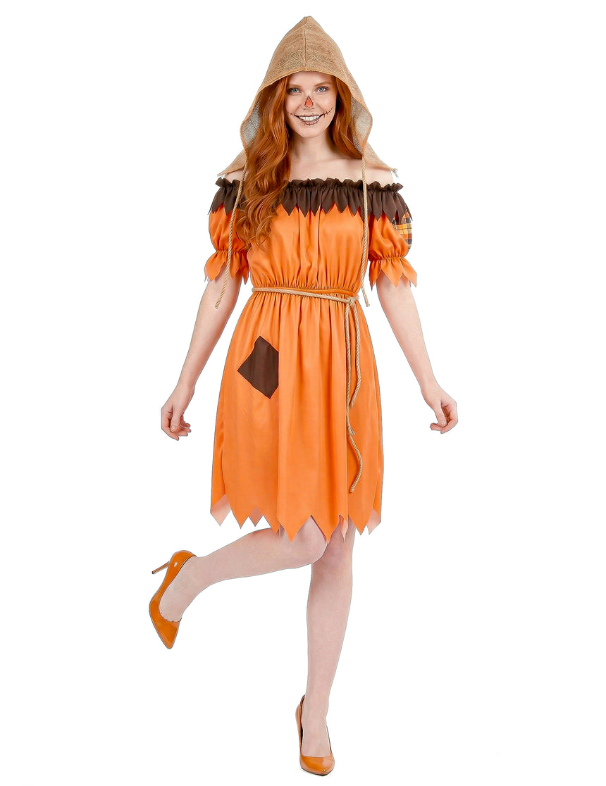 Déguisement épouvantail orange femme