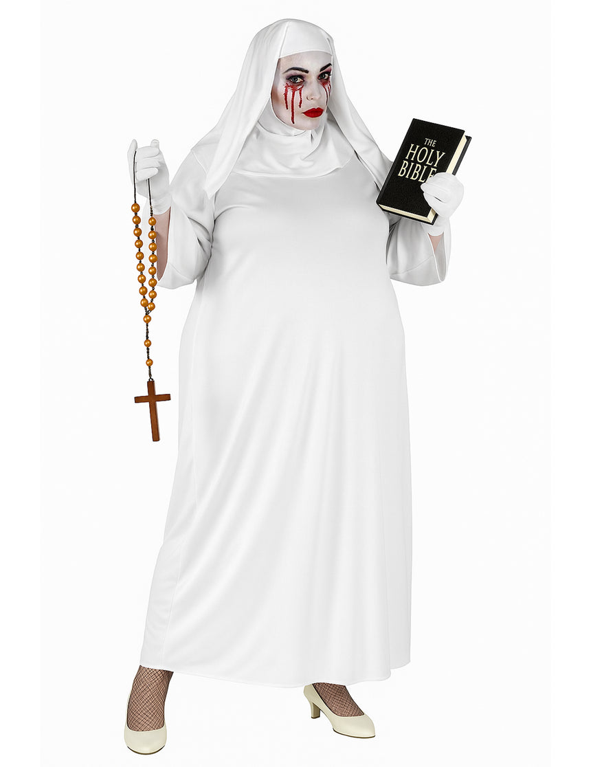 Déguisement fantôme de nonne blanche grande taille femme
