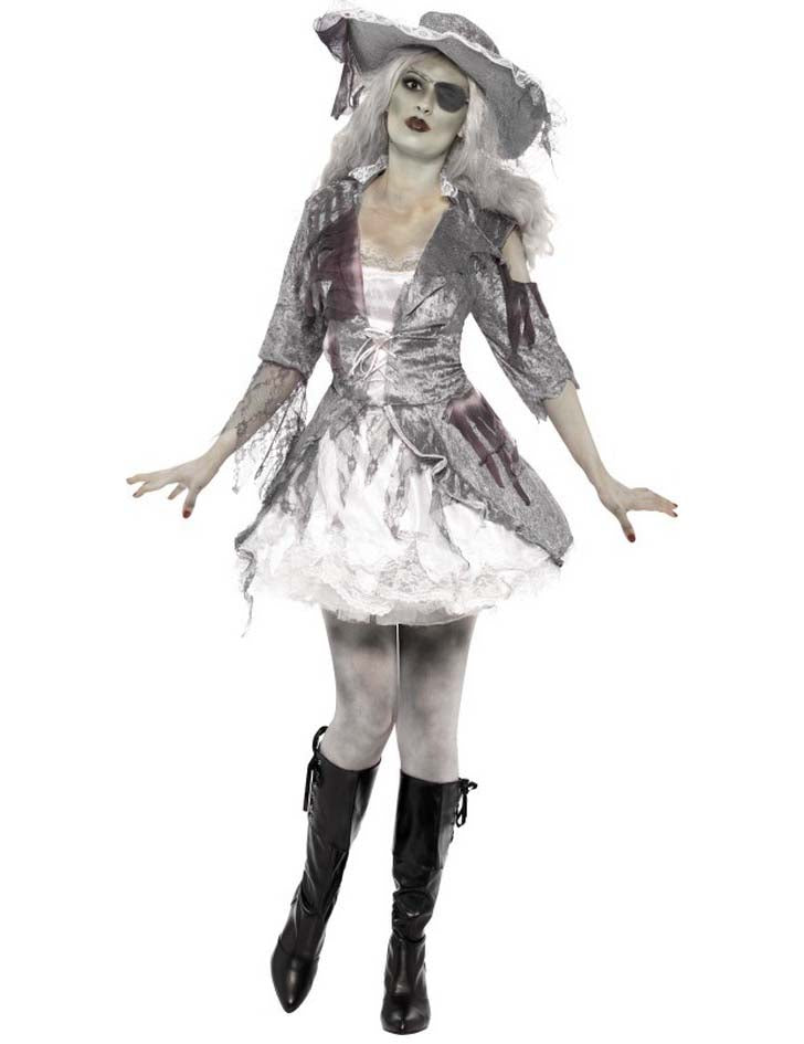 Déguisement fantôme pirate effet satiné femme Halloween