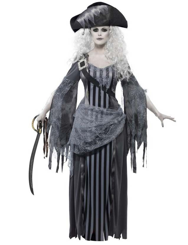 Déguisement fantôme pirate grise femme Halloween