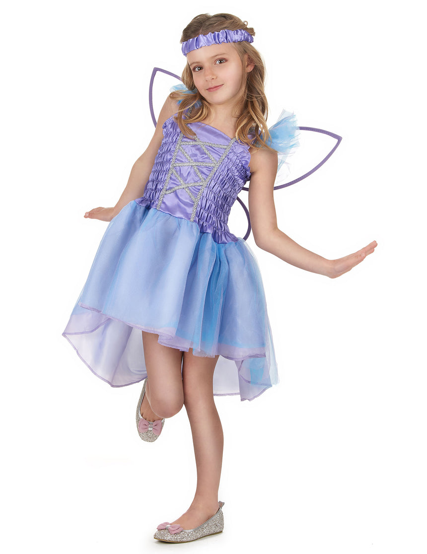 Déguisement fée violette voile bleu fille