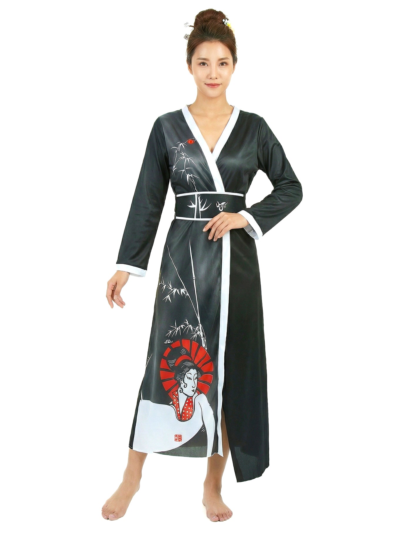 Déguisement geisha femme noir et blanc