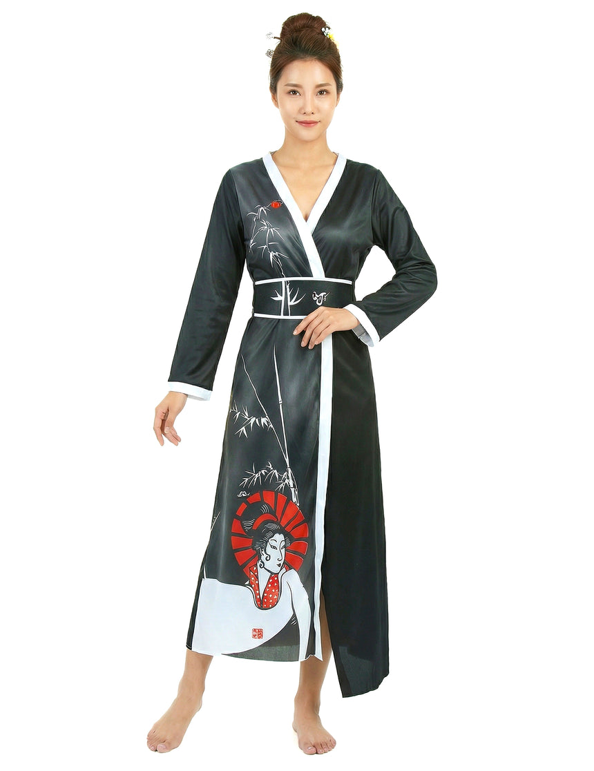 Déguisement geisha femme noir et blanc