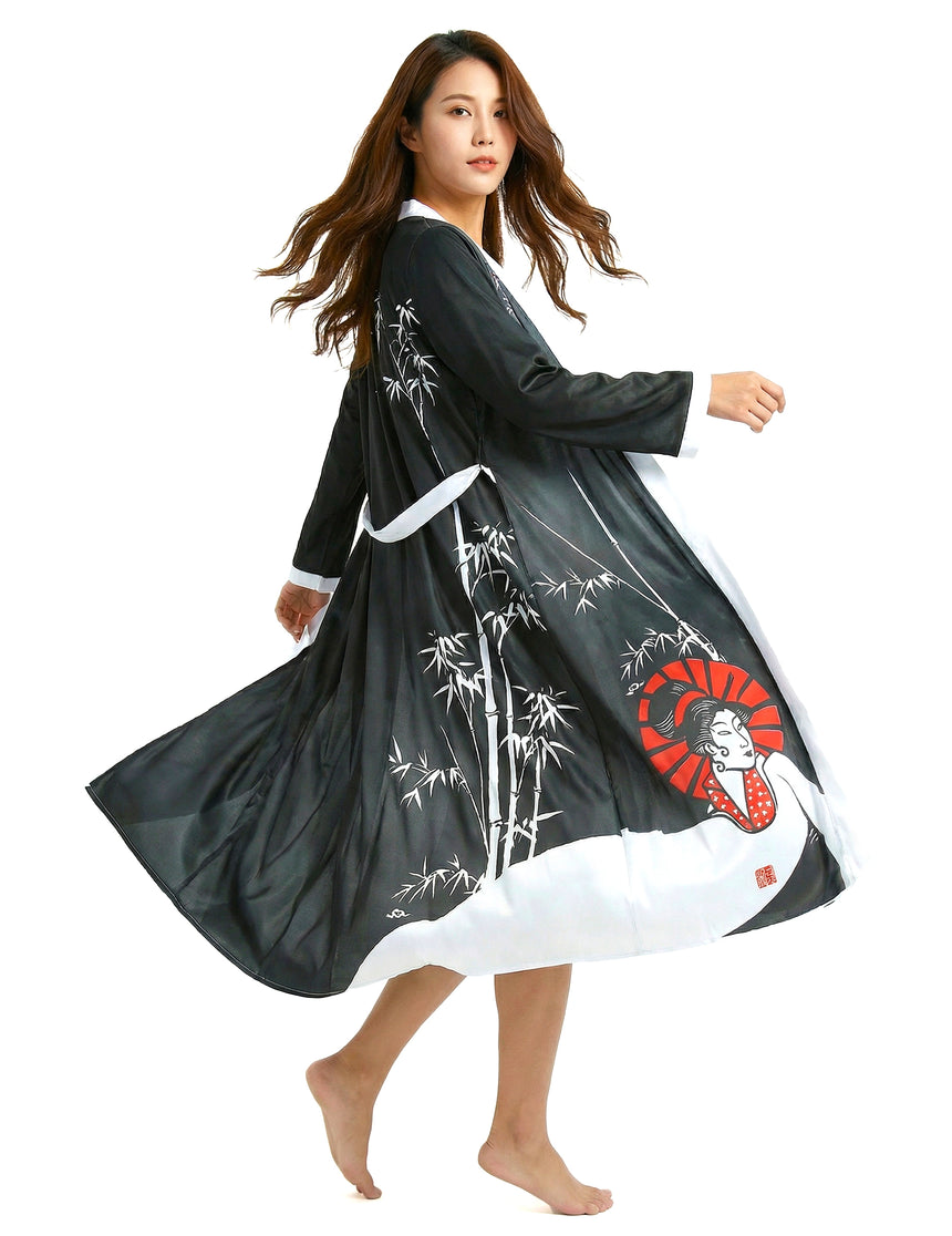 Déguisement geisha femme noir et blanc