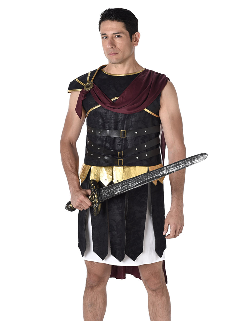 Déguisement gladiateur Romain noir et doré homme