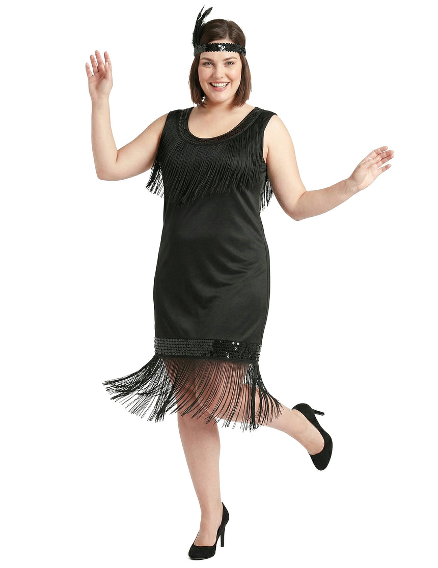 Déguisement grande taille robe Charleston noire femme