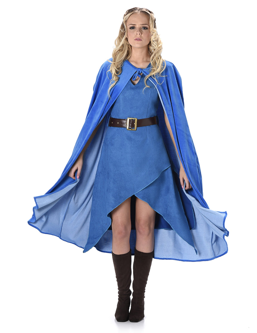 Déguisement guerrière médiévale bleu femme