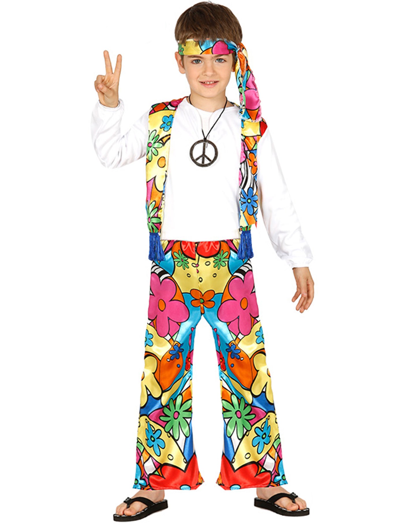 Déguisement hippie à grosses fleurs enfant
