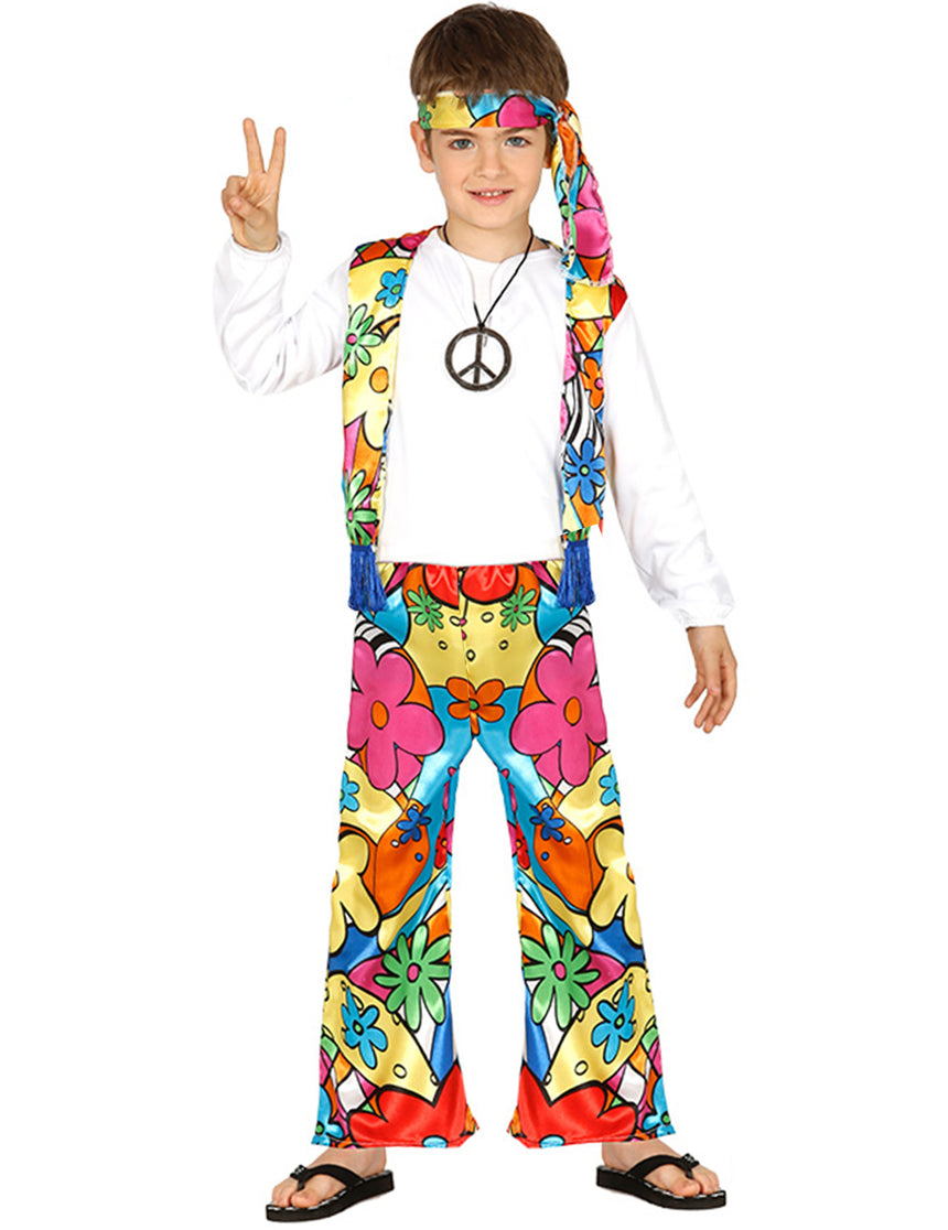 Déguisement hippie à grosses fleurs enfant