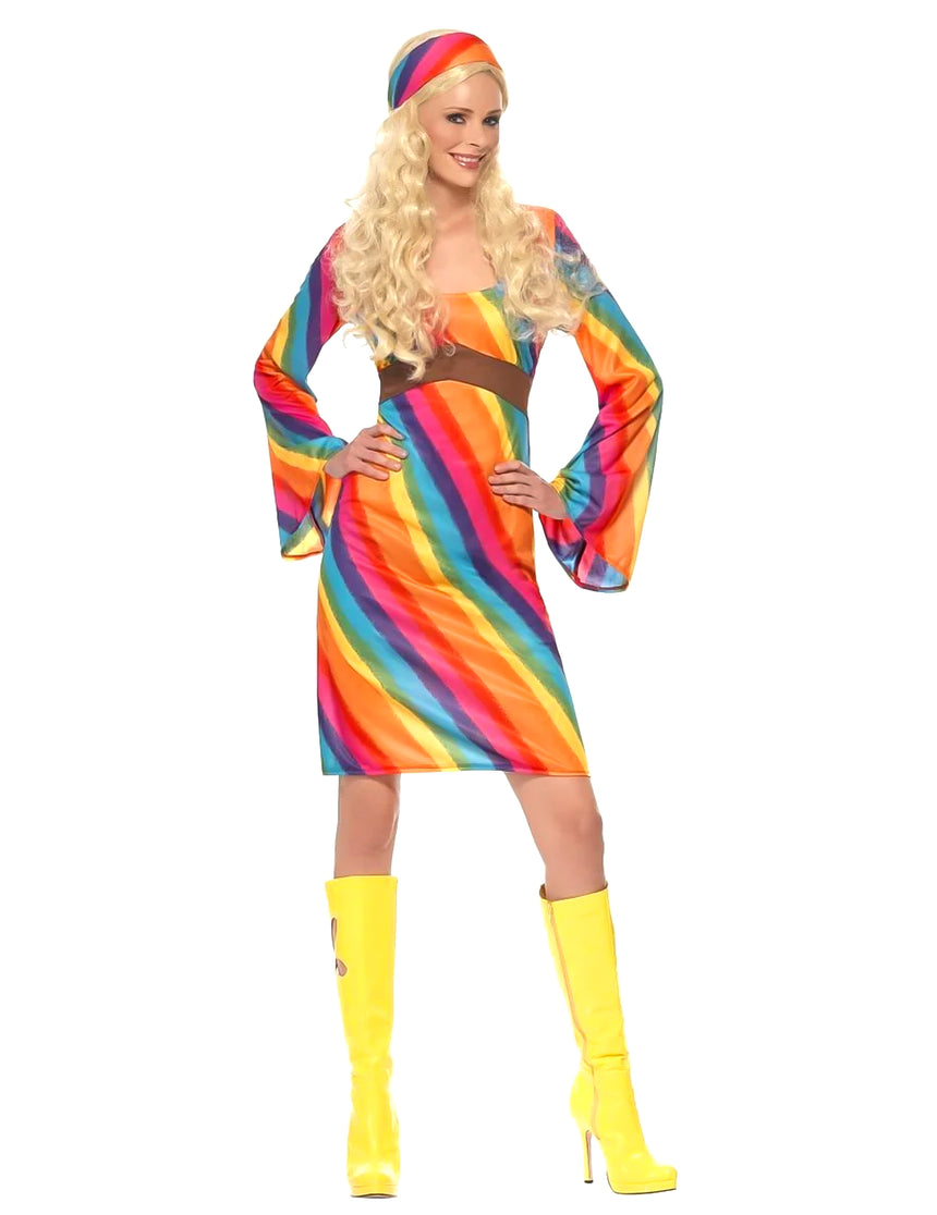 Déguisement hippie arc-en-ciel femme