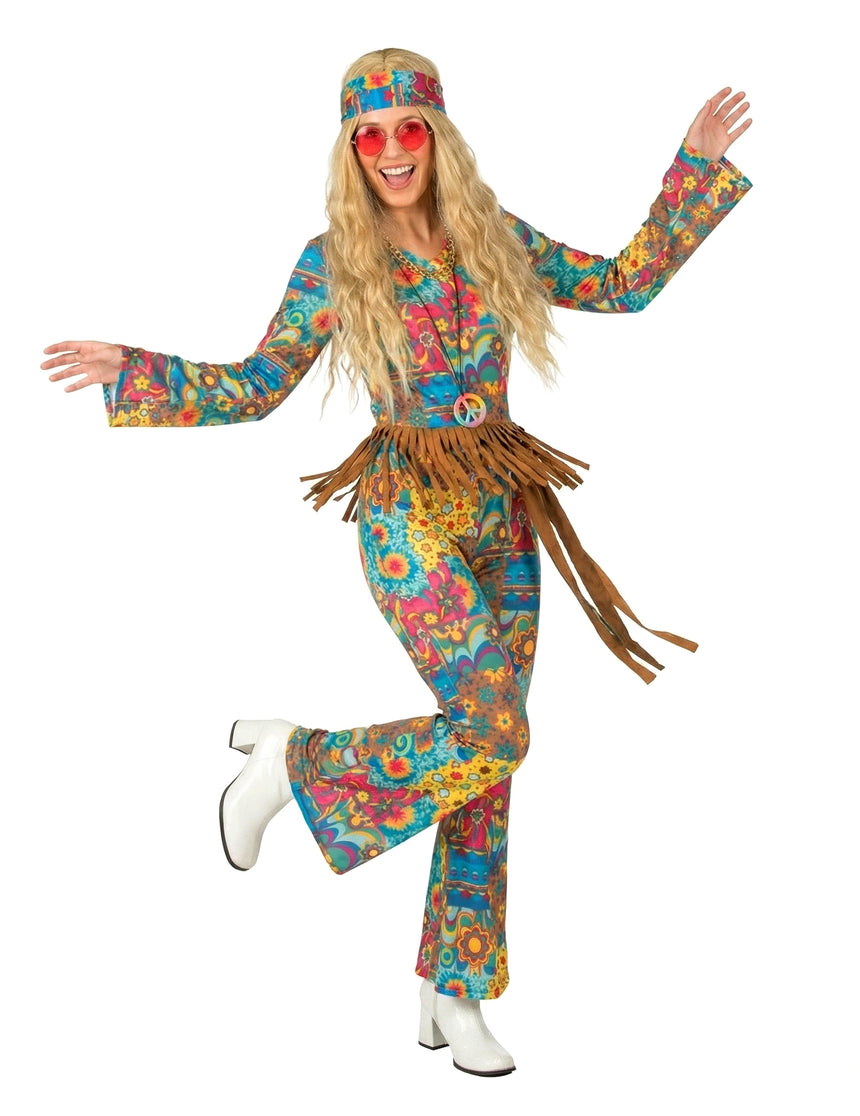 Déguisement hippie col V femme