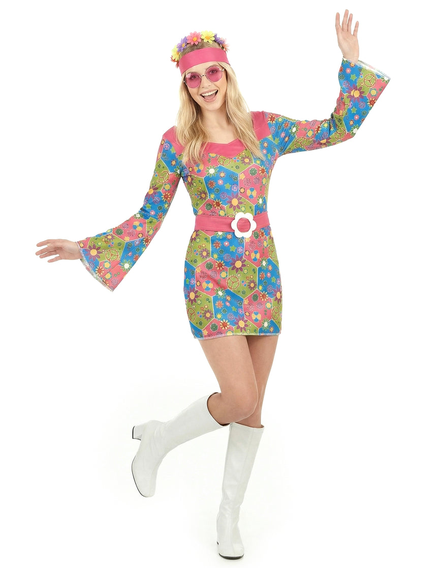 Déguisement hippie femme à fleurs