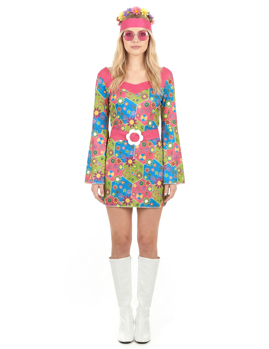 Déguisement hippie femme à fleurs