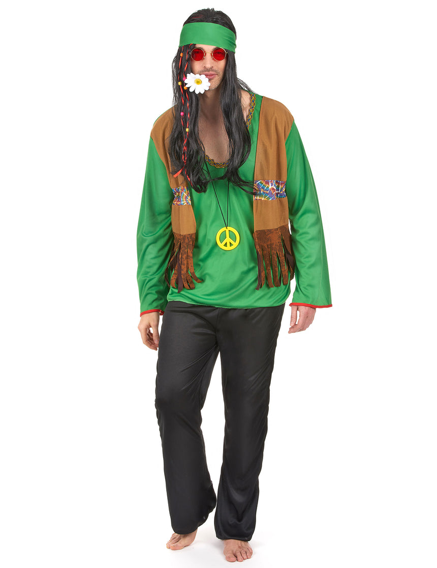 Déguisement hippie homme vert et noir