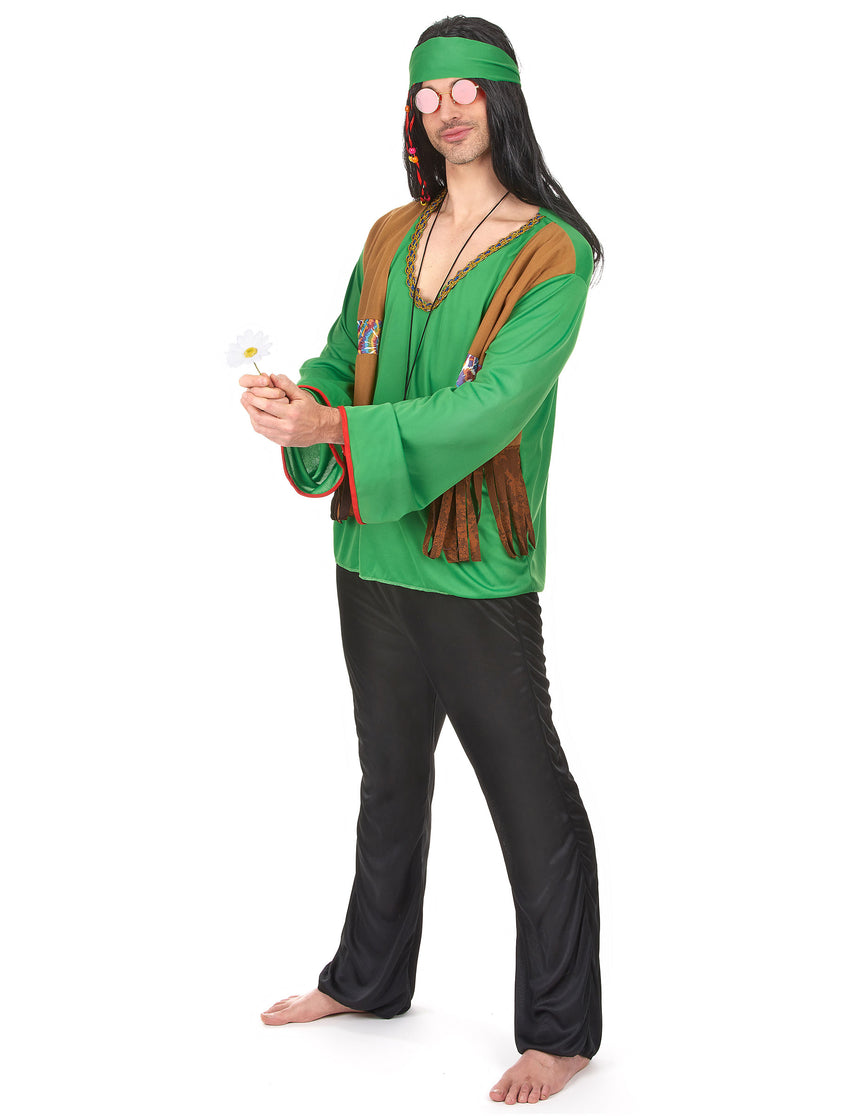 Déguisement hippie homme vert et noir