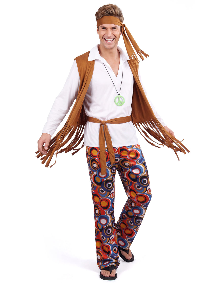 Déguisement hippie marron et blanc homme