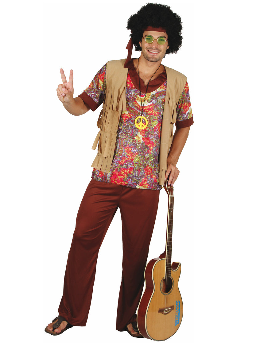 Déguisement hippie motif rouge homme