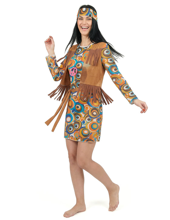 Déguisement hippie motifs ronds femme