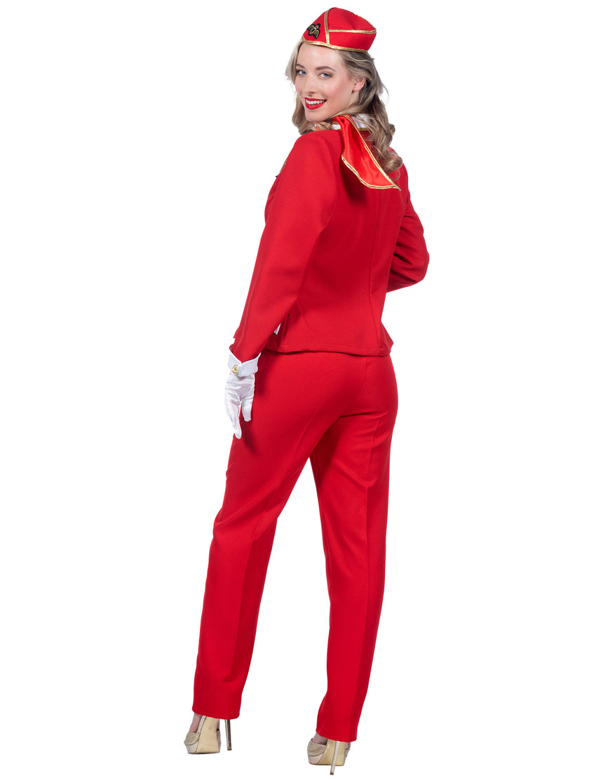 Déguisement hôtesse de l'air rouge luxe femme