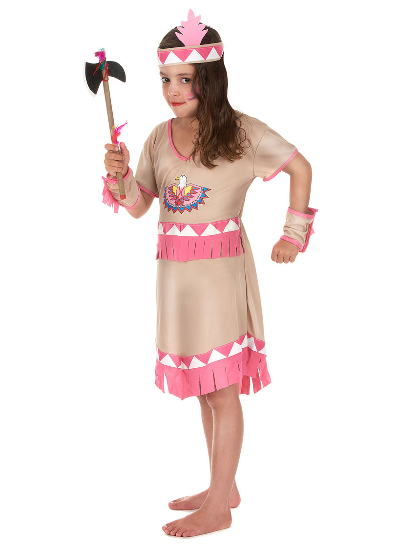 Déguisement indienne franges roses fille