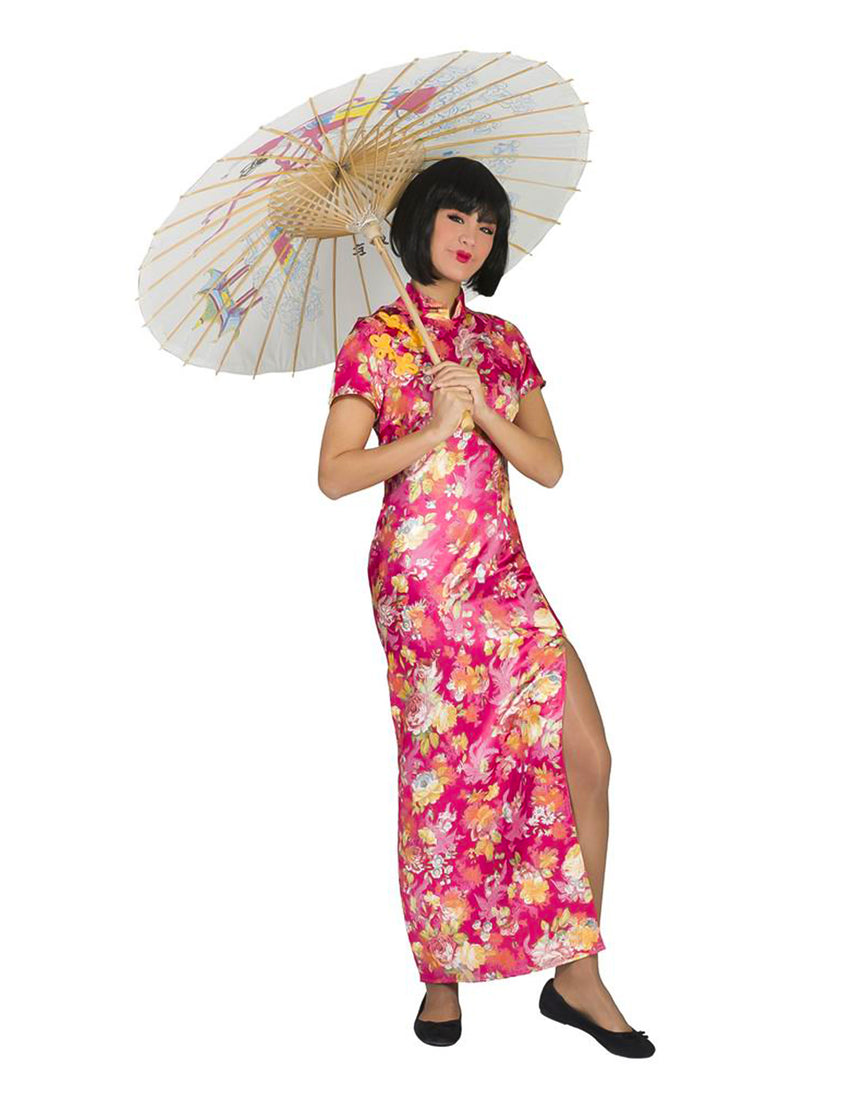 Déguisement japonaise rose fleurie femme