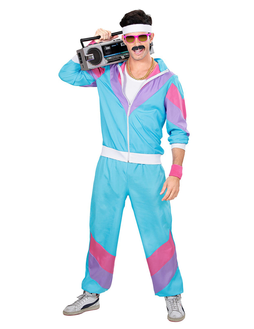 Déguisement jogging 80's turquoise homme