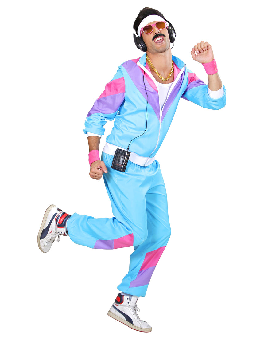 Déguisement jogging 80's turquoise homme