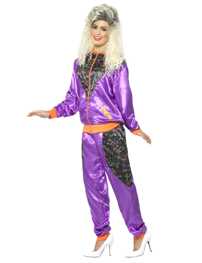 Déguisement jogging rétro violet femme