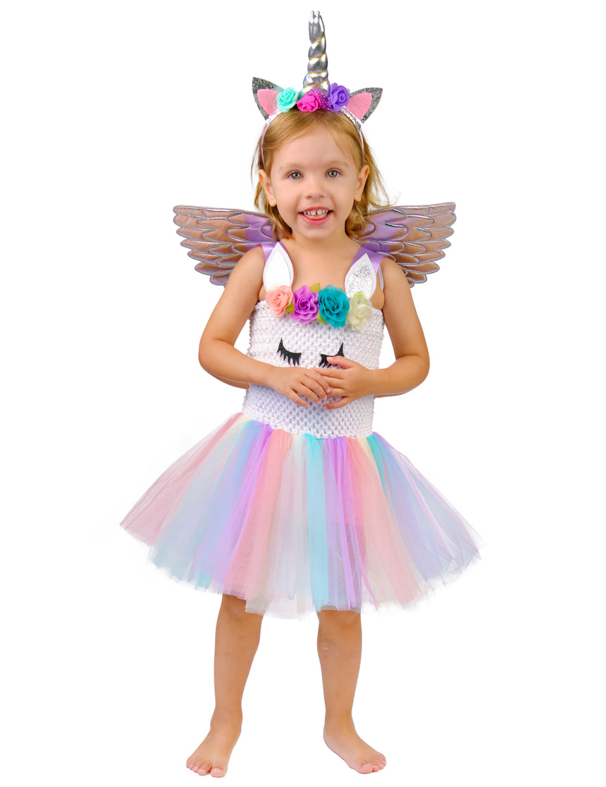 Déguisement licorne fleurie pastel fille