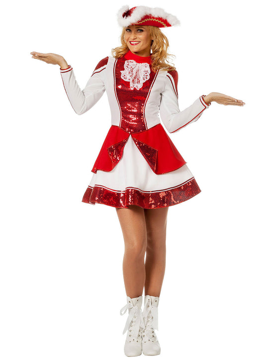 Déguisement majorette rouge et blanc femme