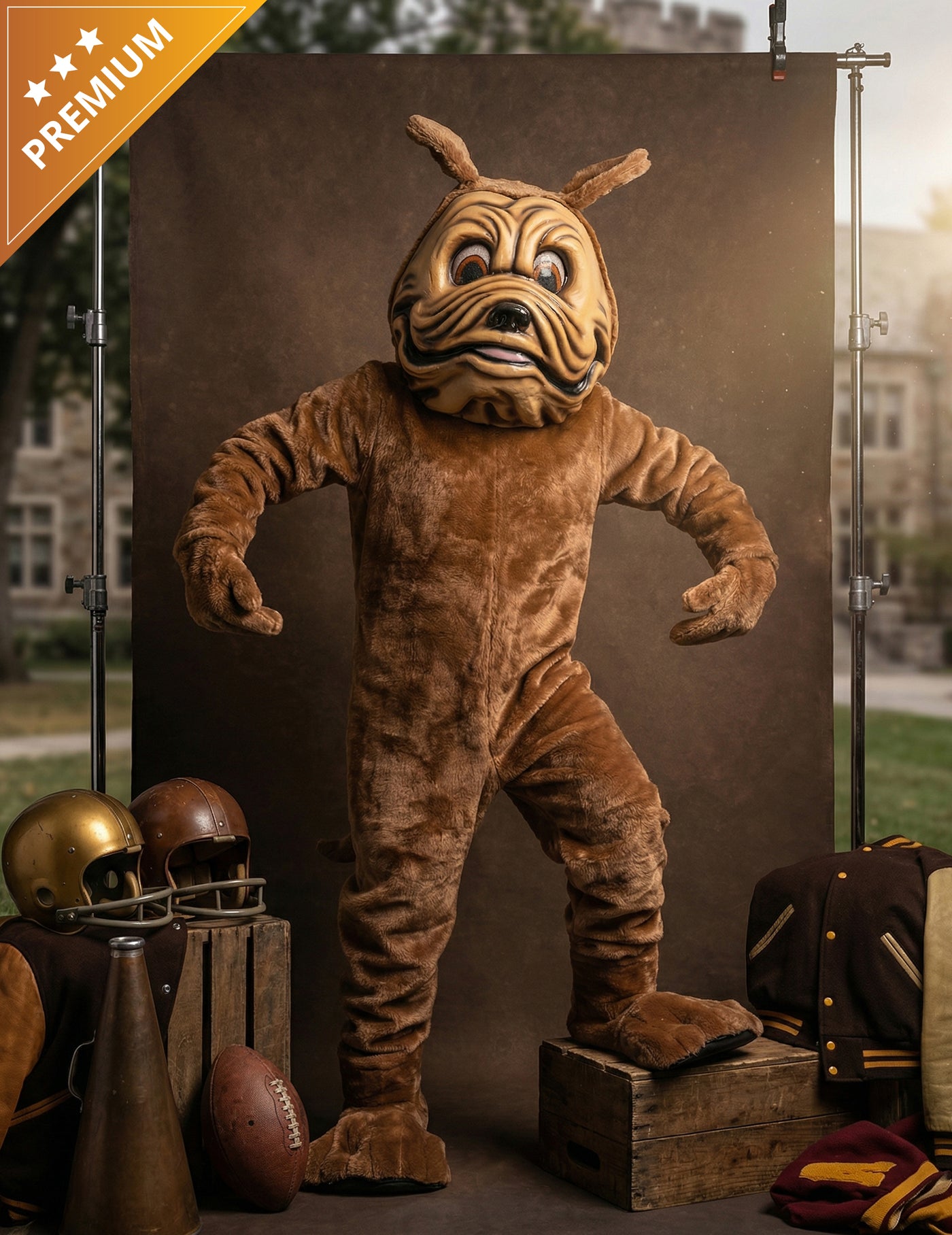 Déguisement mascotte chien marron adulte