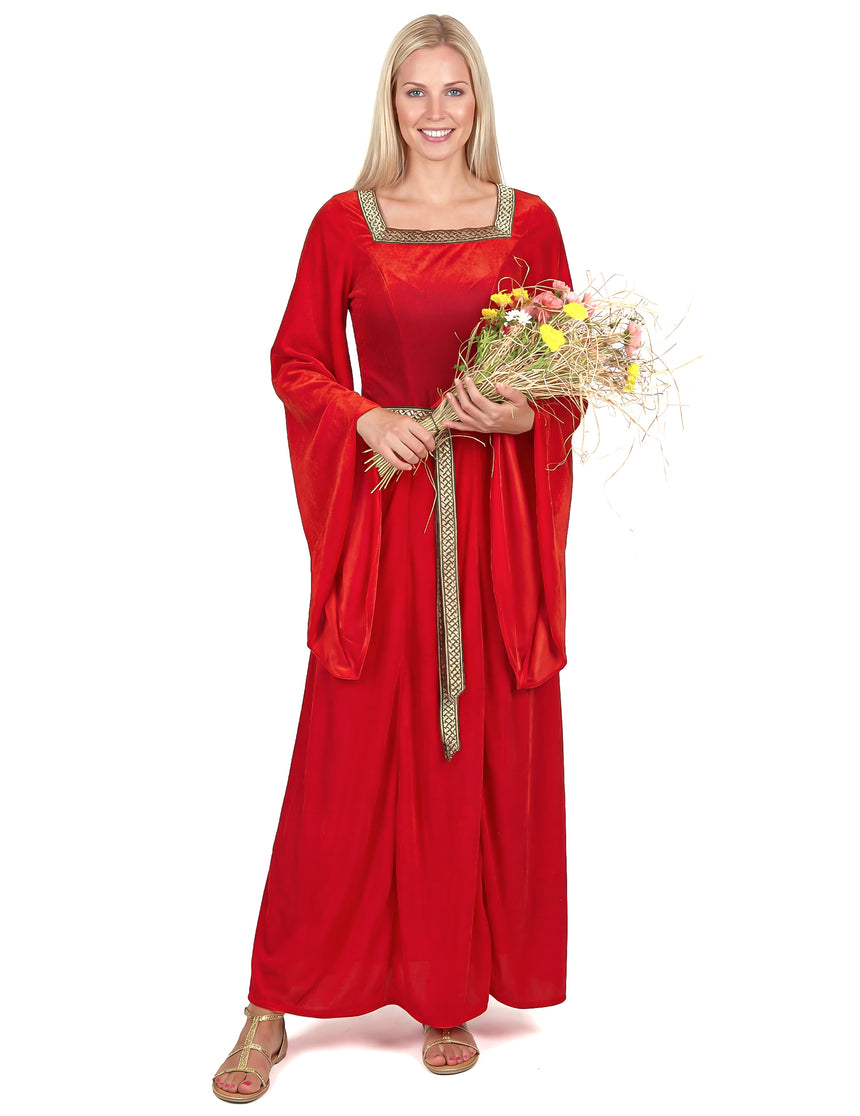 Déguisement médiéval rouge effet velours femme