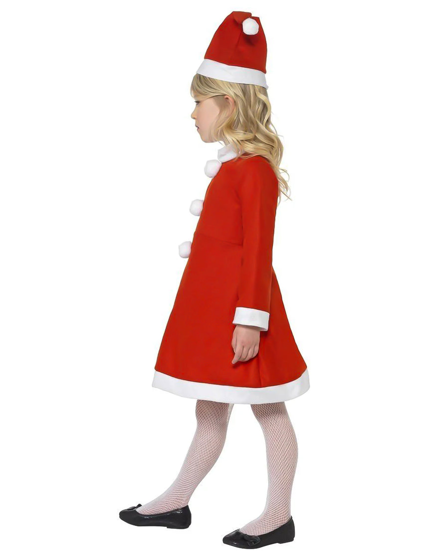 Déguisement Mère Noël robe pompons fille
