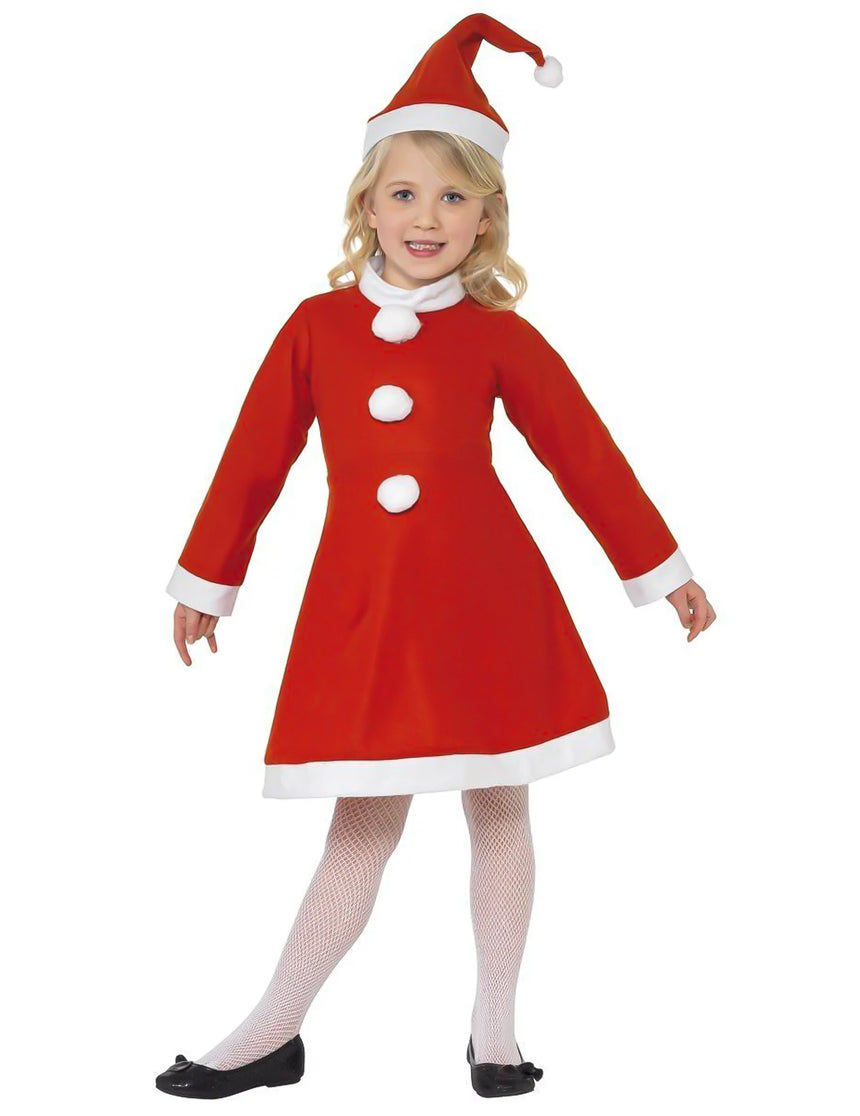 Déguisement Mère Noël robe pompons fille