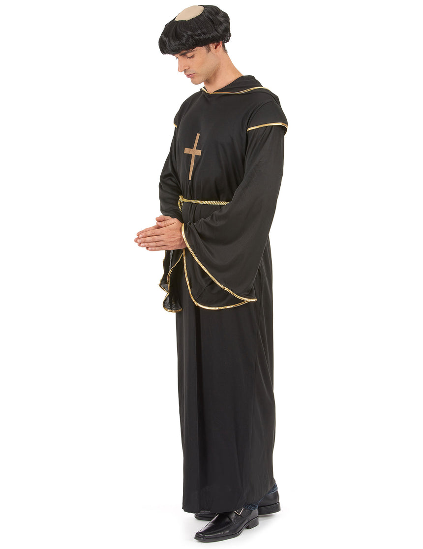 Déguisement moine noir et doré homme