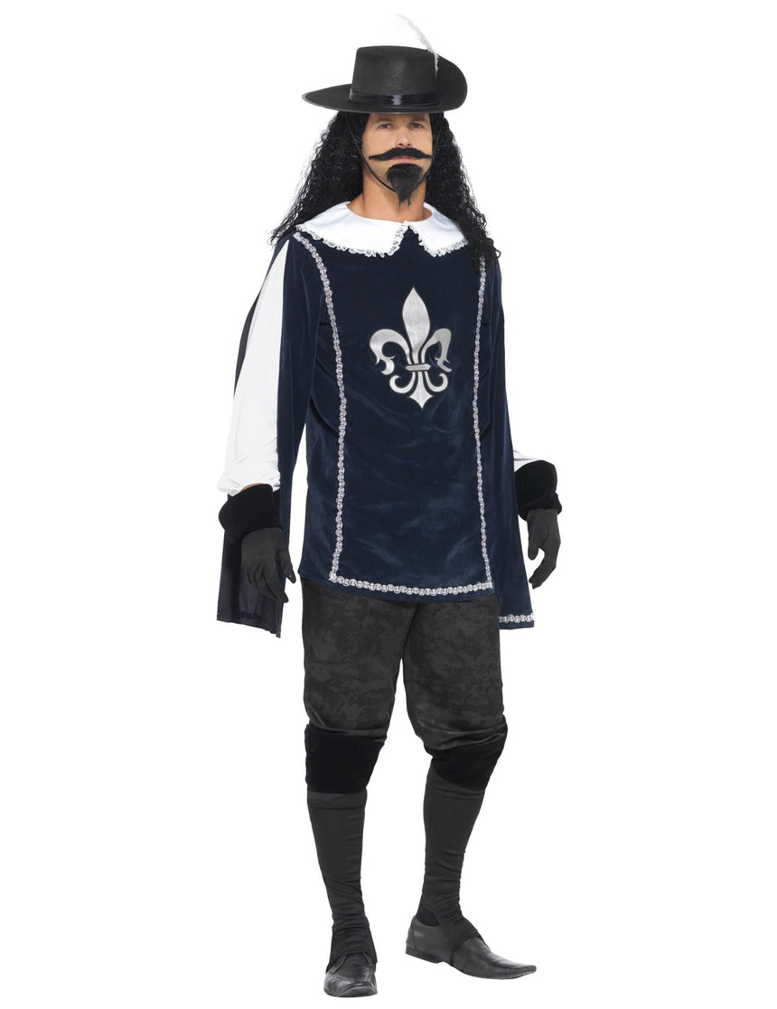 Déguisement mousquetaire bleu marine homme