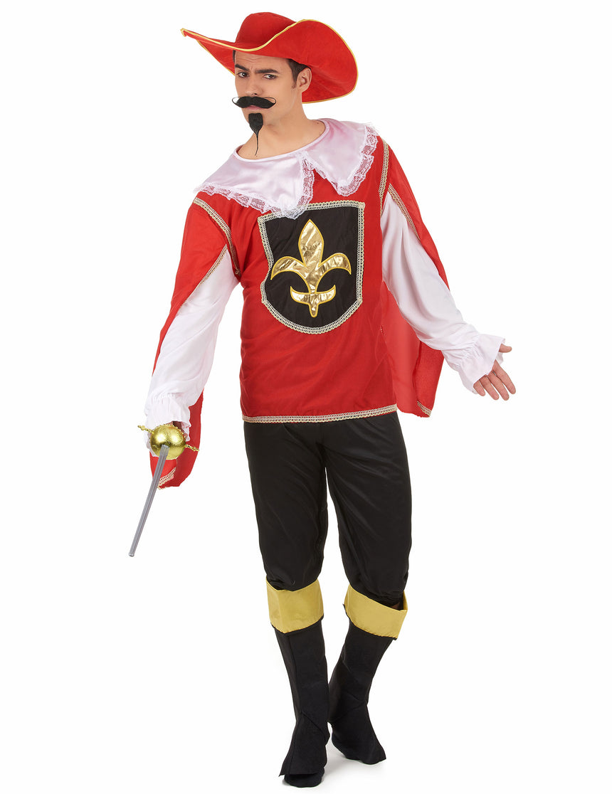 Déguisement mousquetaire rouge et noir homme