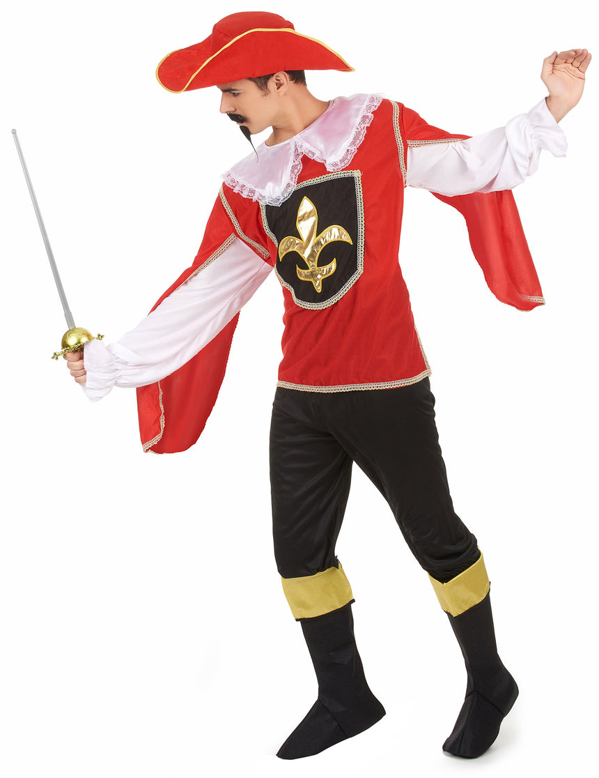 Déguisement mousquetaire rouge et noir homme