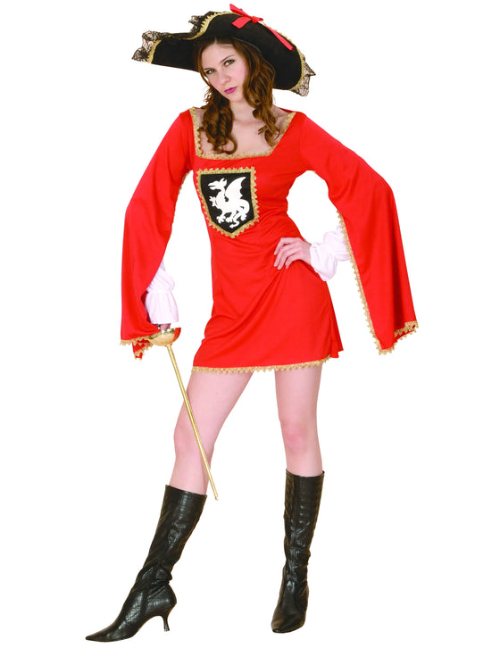 Déguisement mousquetaire rouge femme