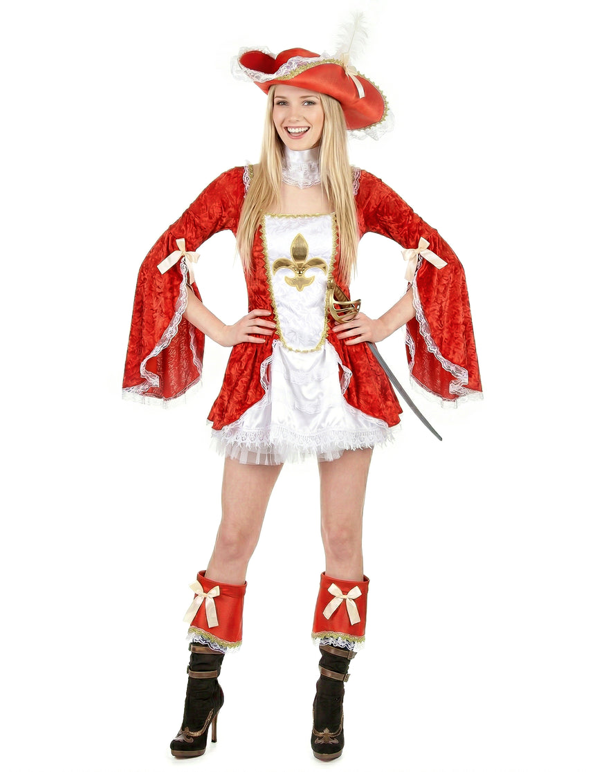 Déguisement mousquetaire sexy rouge femme