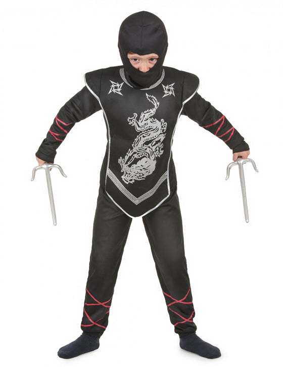 Déguisement ninja dragon argenté garçon