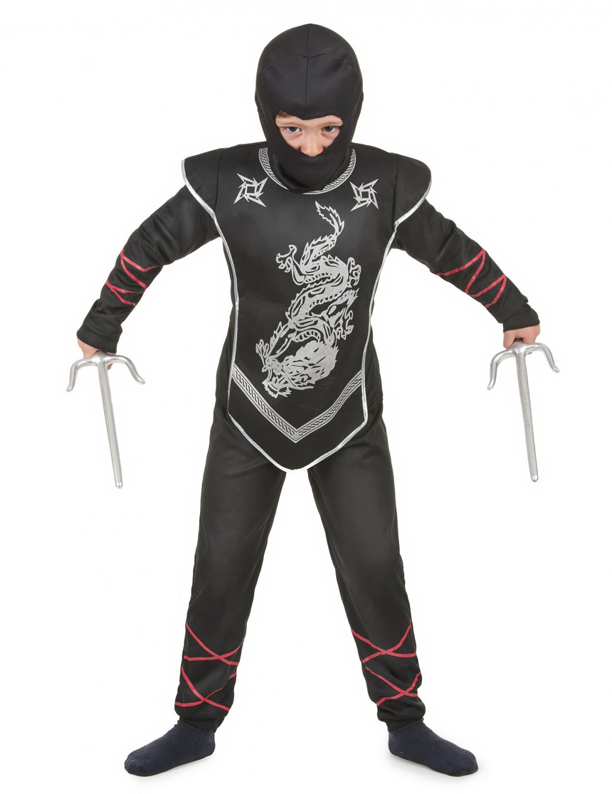Déguisement ninja dragon argenté garçon